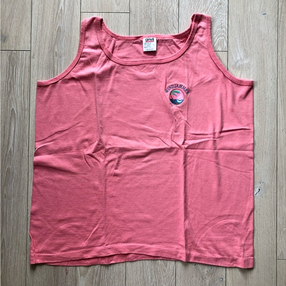 Vintage Anvil Single Stitched Wind Jammer Embroidered Tank Top in Coral Pink L - Picture 1 of 9